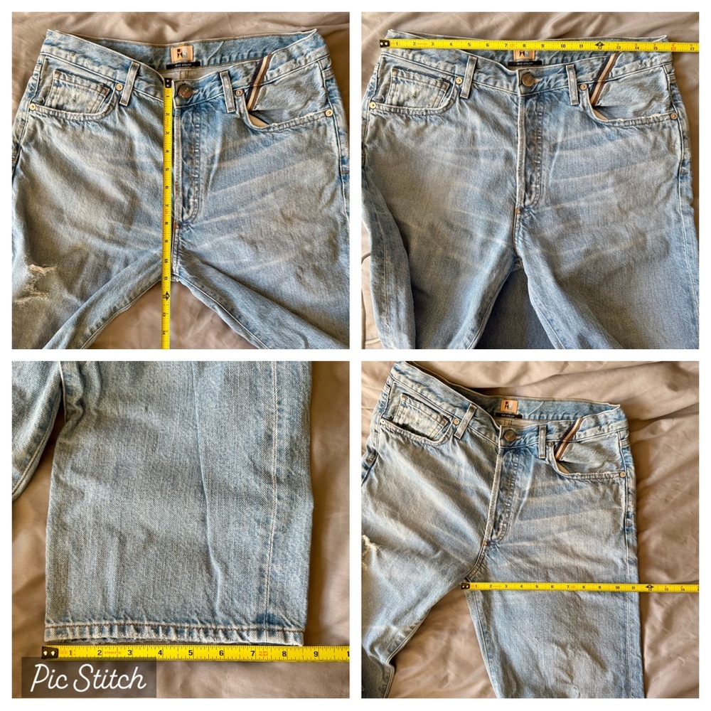Jean Atelier denim jeans sz 8 luxury agolde destroyed pants straight leg grunge - Picture 7 of 17